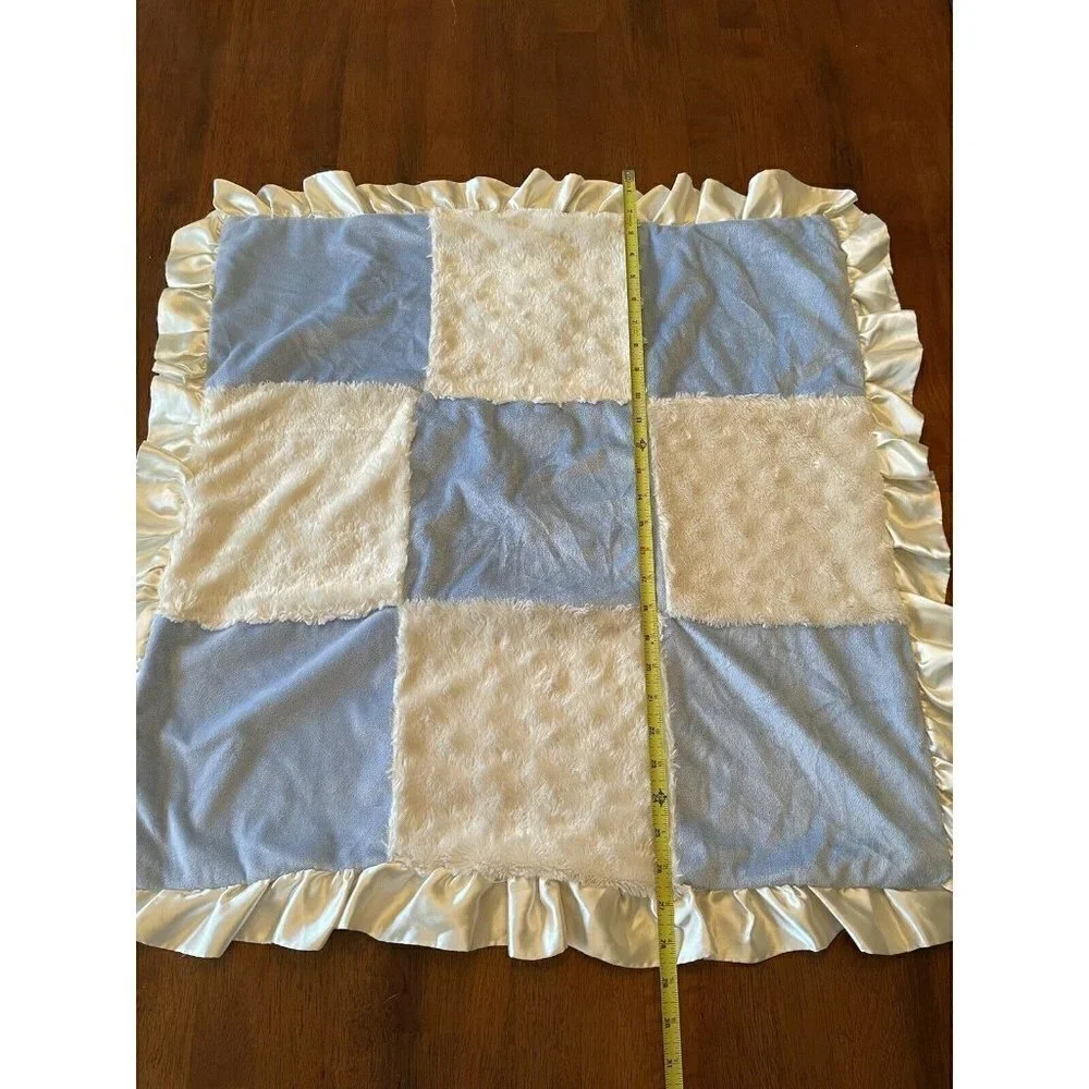 Miniville Layette Baby Blanket Blue Ivory White